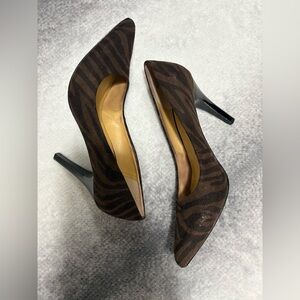 Nine West Brown Black Gwendle Zebra Print Pointed Toe‎ Stiletoo Heels Shoes 8.5